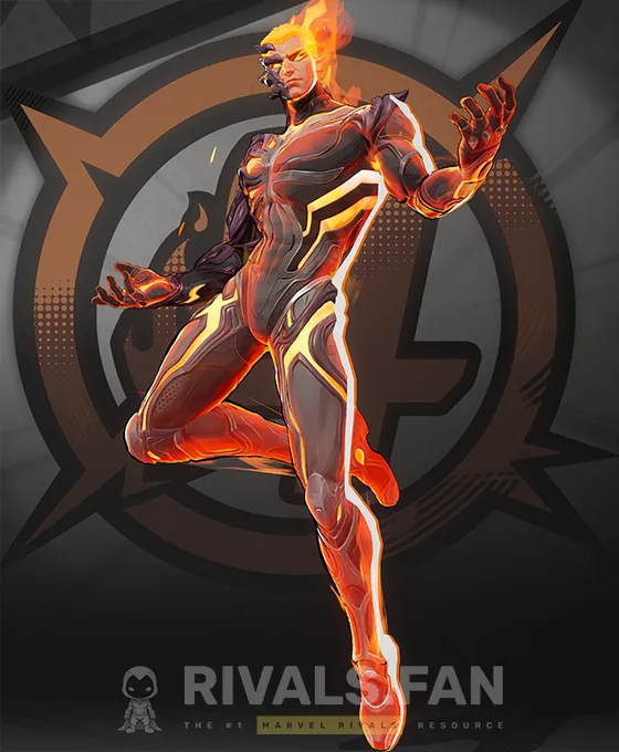 Human torch s negative zone gladiator costume in marvel rivals marvel